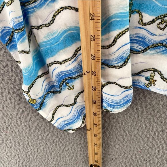 Quacker Factory Top Womens Extra Large Blue Ocean Charm Bracelet Shawl Blouse - Picture 8 of 9